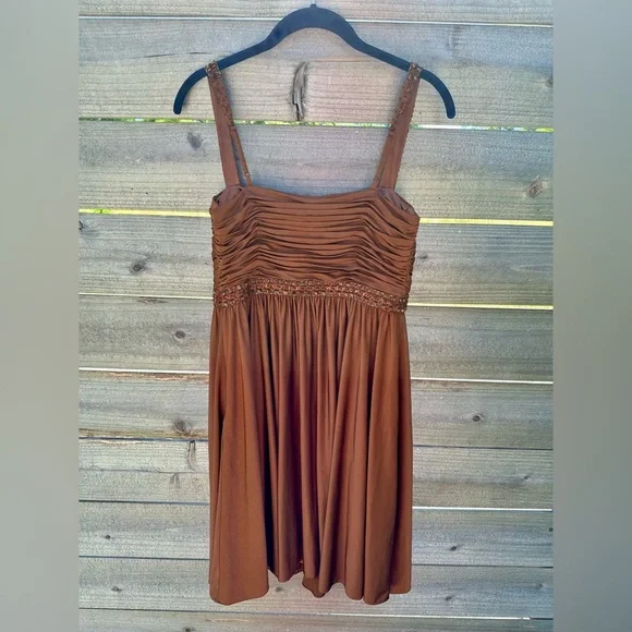 Y2K Cache Brown Beaded Cocktail Dress - Picture 4 of 5